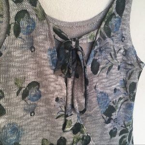 Floral Knit Tank Top with Wrap & Bow Back Detail